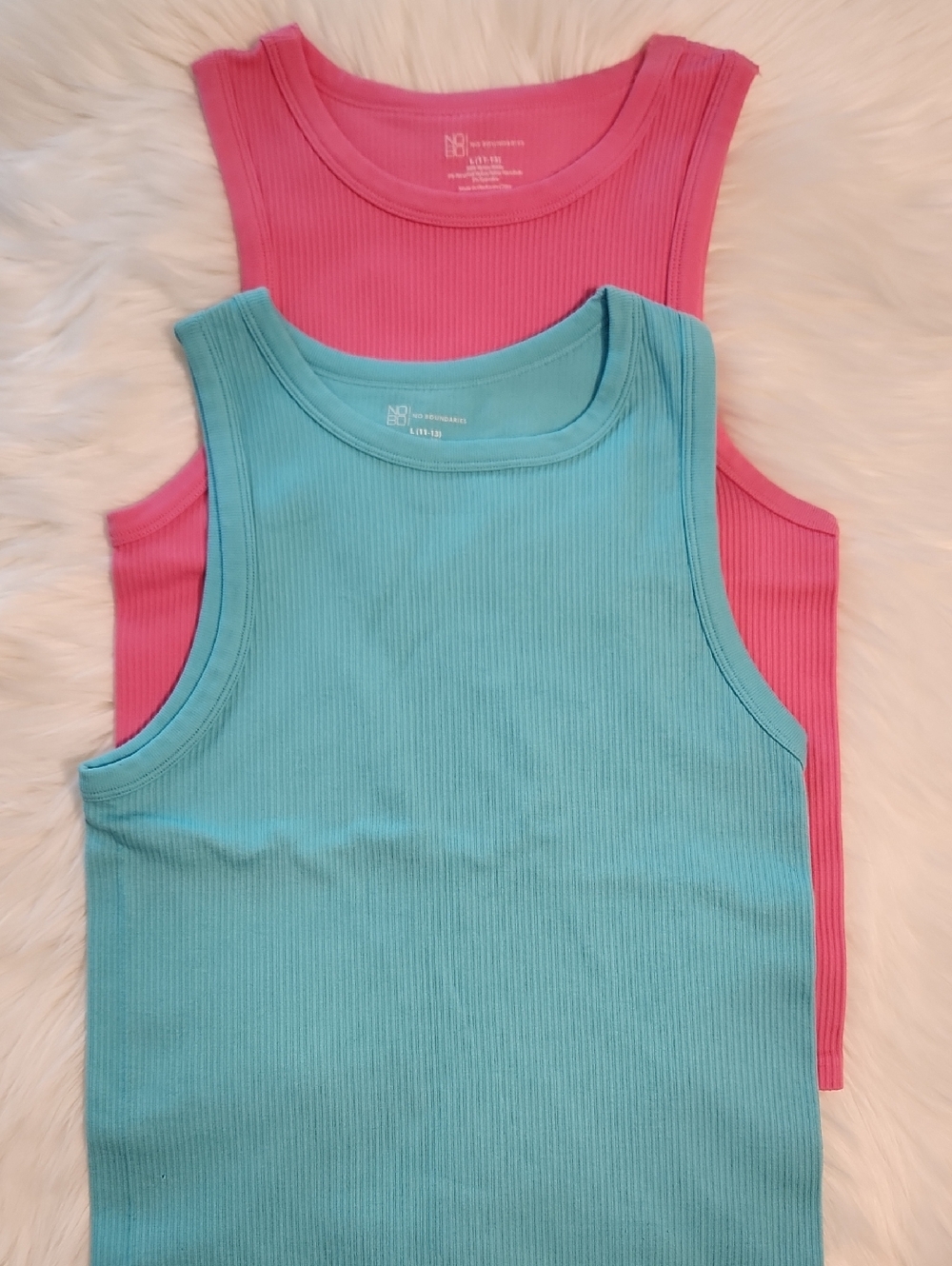 Ribbed Tank Top 2-Pack - Pink & Aqua - Junior Size 11-13